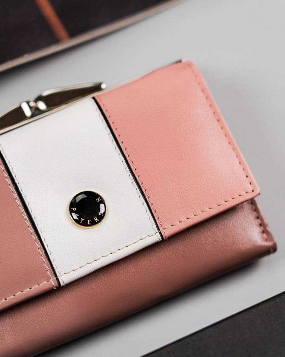 Portfel Damski PETERSON Mały SKÓRZANY Poziomy PORTMONETKA na Bigiel