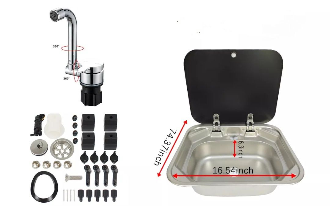 Мойка с крышкой и смесителем в автодом кемпер караван яхту