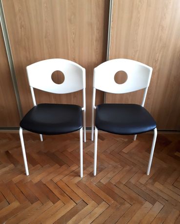 krzesło Ikea eko skóra biało-czarne