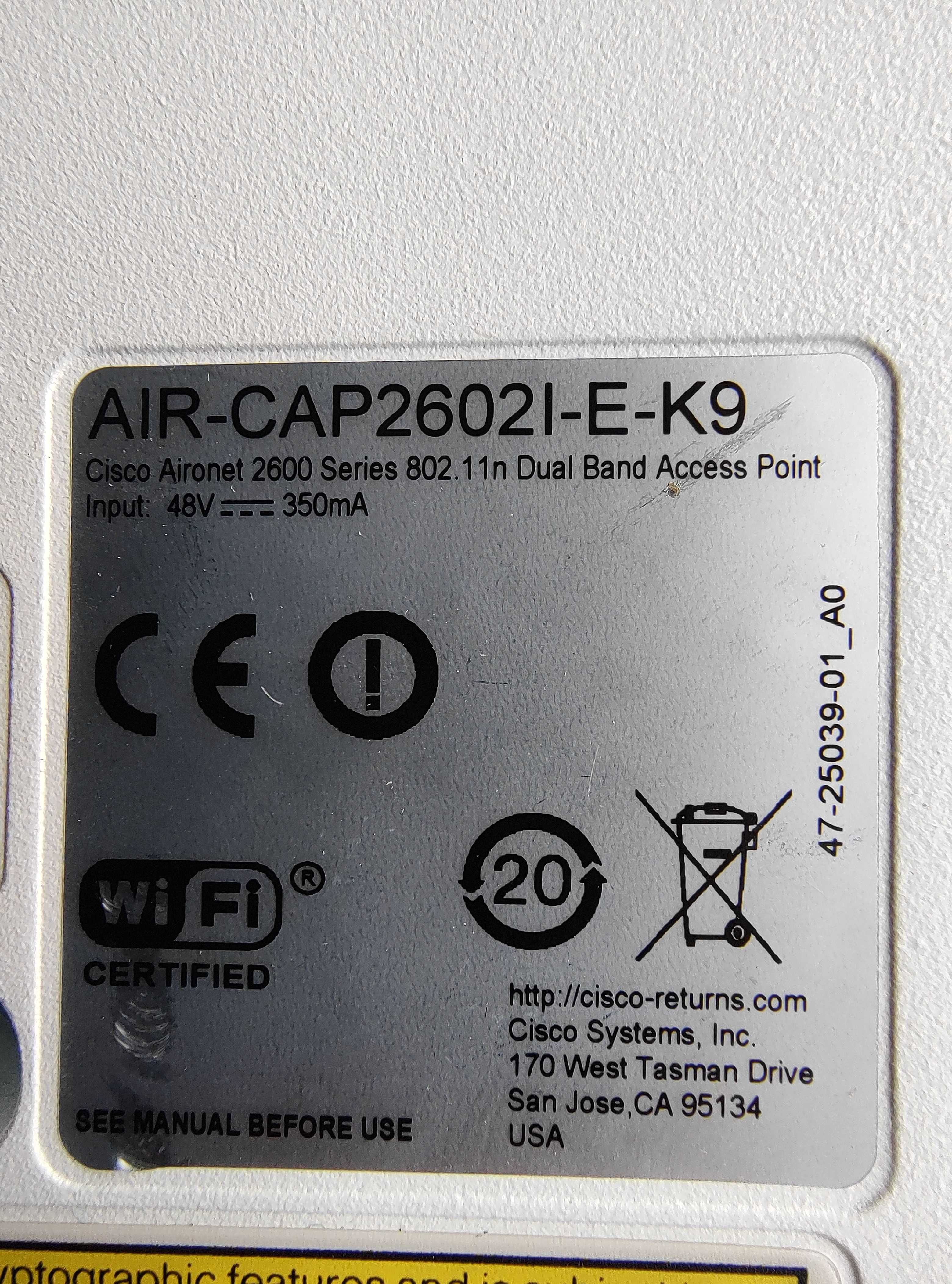 Cisco Aironet 2602 AIR-CAP2602I-E-K9 PUNKT DOSTĘPU ACCESS POINT 6szt.