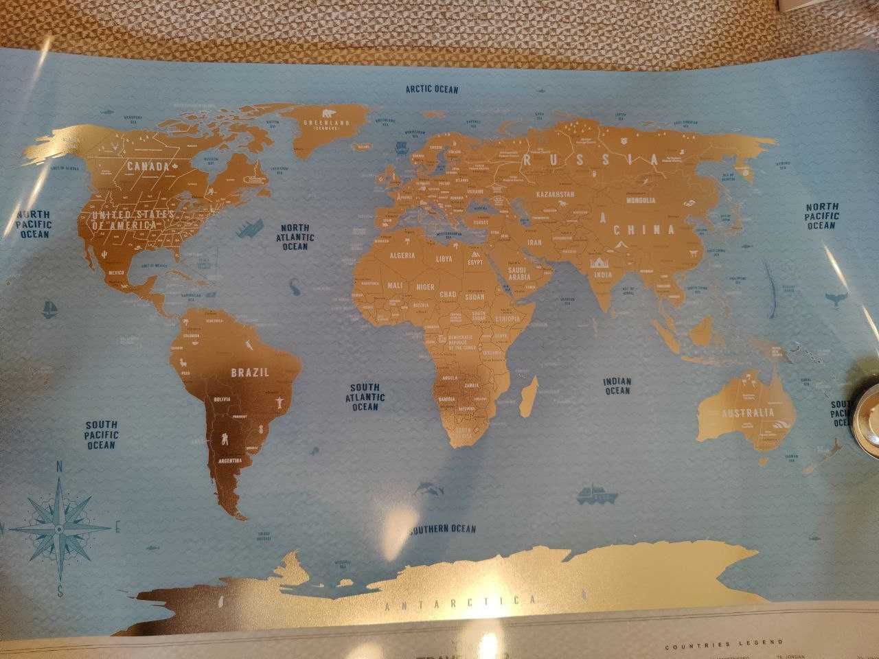 Скетч карта мира Travel map silver world