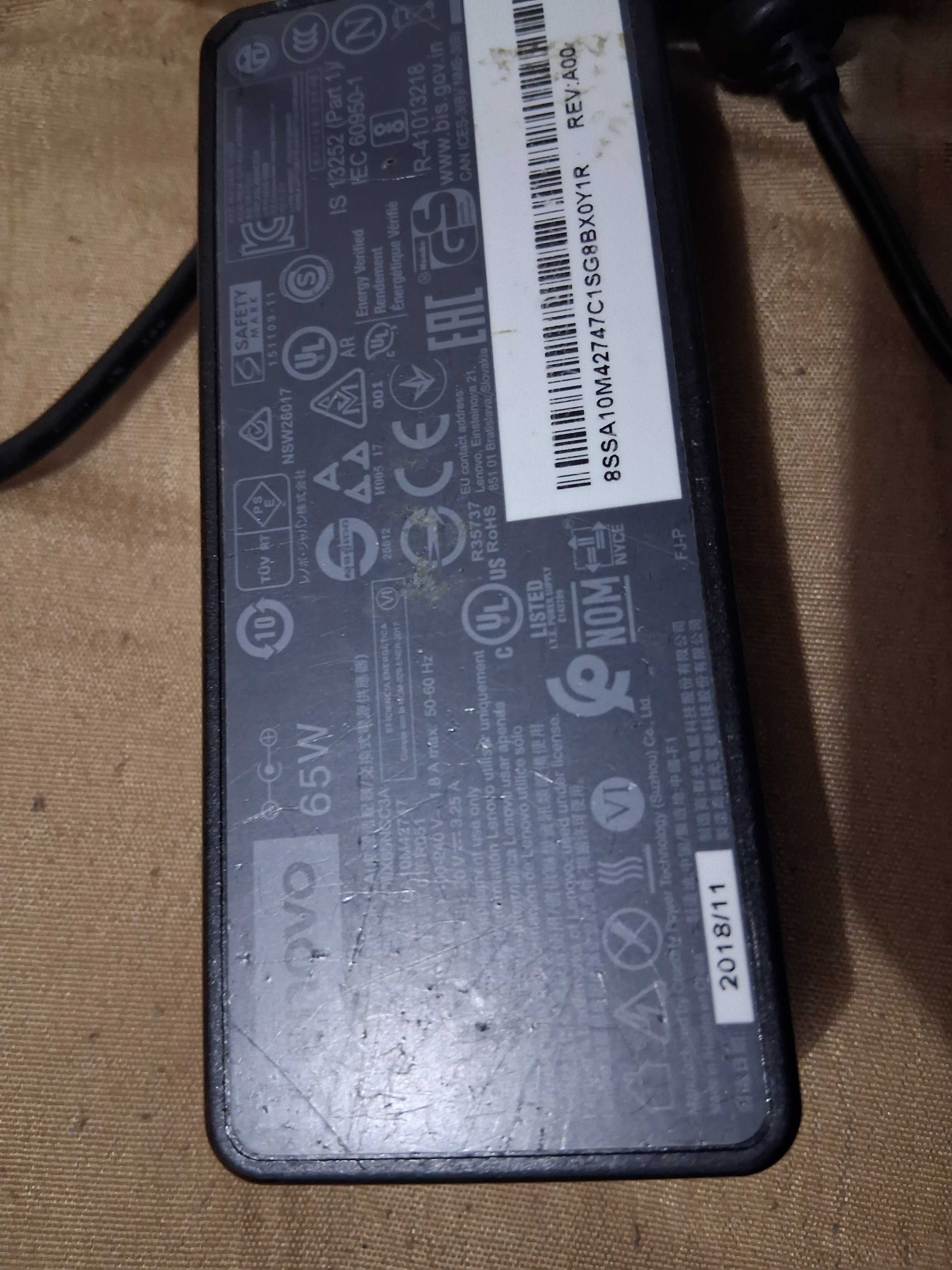 Carregador portátil lenovo 20v 65w