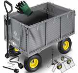 Wózek transportowy metalowy 217 l Ogrodowy 550kg Szary Składany