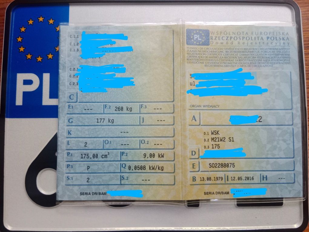 Wsk rama 175 s 1 bąk dudek lelek s2 gil kos pak pic zarejestrowana