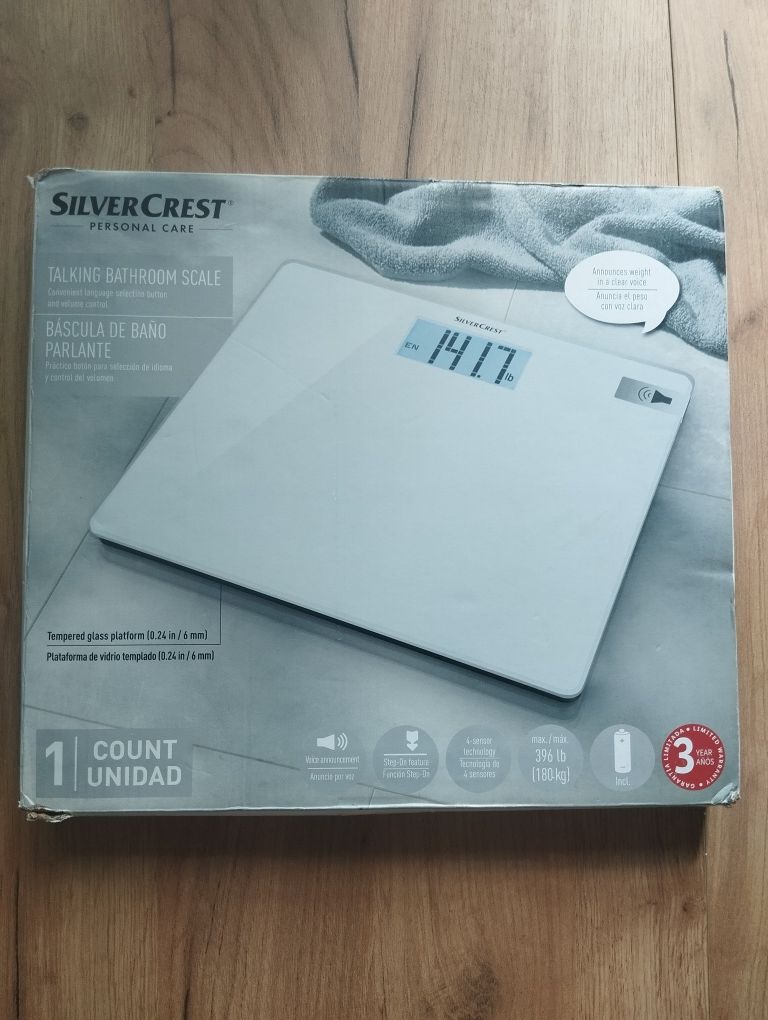 Nowa mówiąca waga łazienkowa Silvercrest biała
