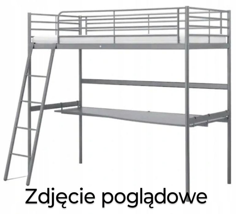 Łóżko piętrowe z biurkiem Ikea SVARTA 90x200 cm