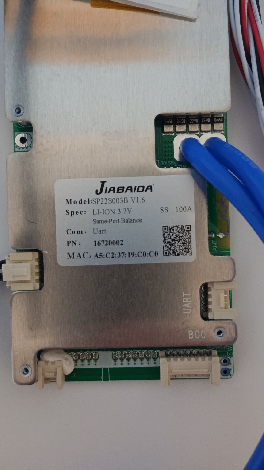 JBD Smart BMS 6-8S 6-21S 6-22S 100A/300A

(Li-ion, LiFePO4, Bluetooth
