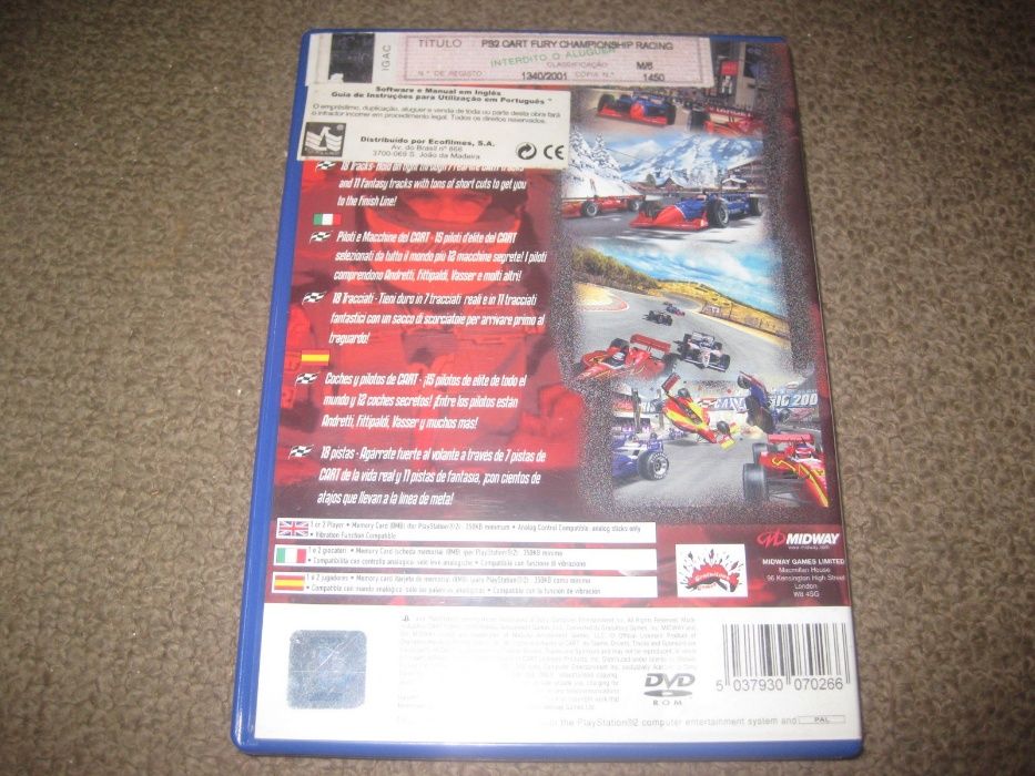 Jogo "Cart Fury Championship Racing" PS2/Completo!