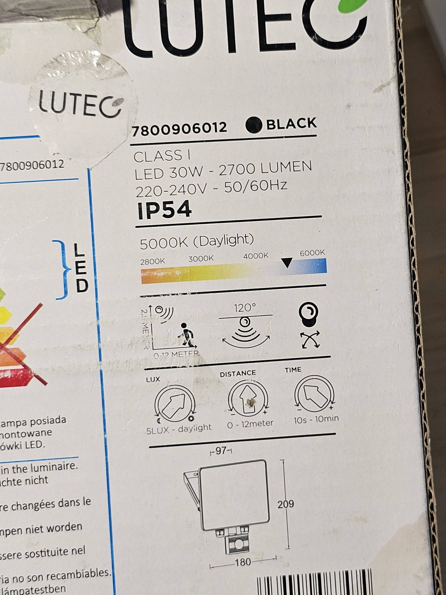 Naświetlacz LUTEC z czujnikiem ruchu PIR LED Slim