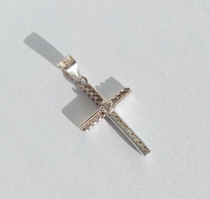 Кулон підвіска Хрестик з каменями. Срібло 925 проба