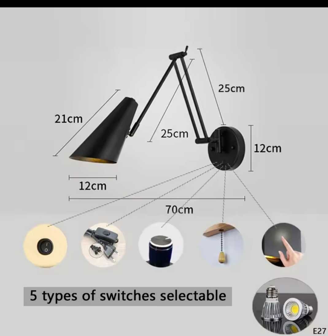 Lampka ścienna loft ze ściemniaczem