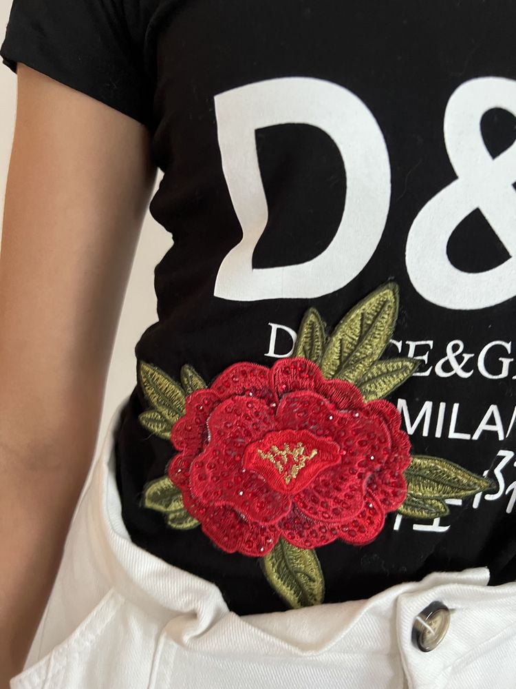 Czarny bawelniany top Dolce Gabbana