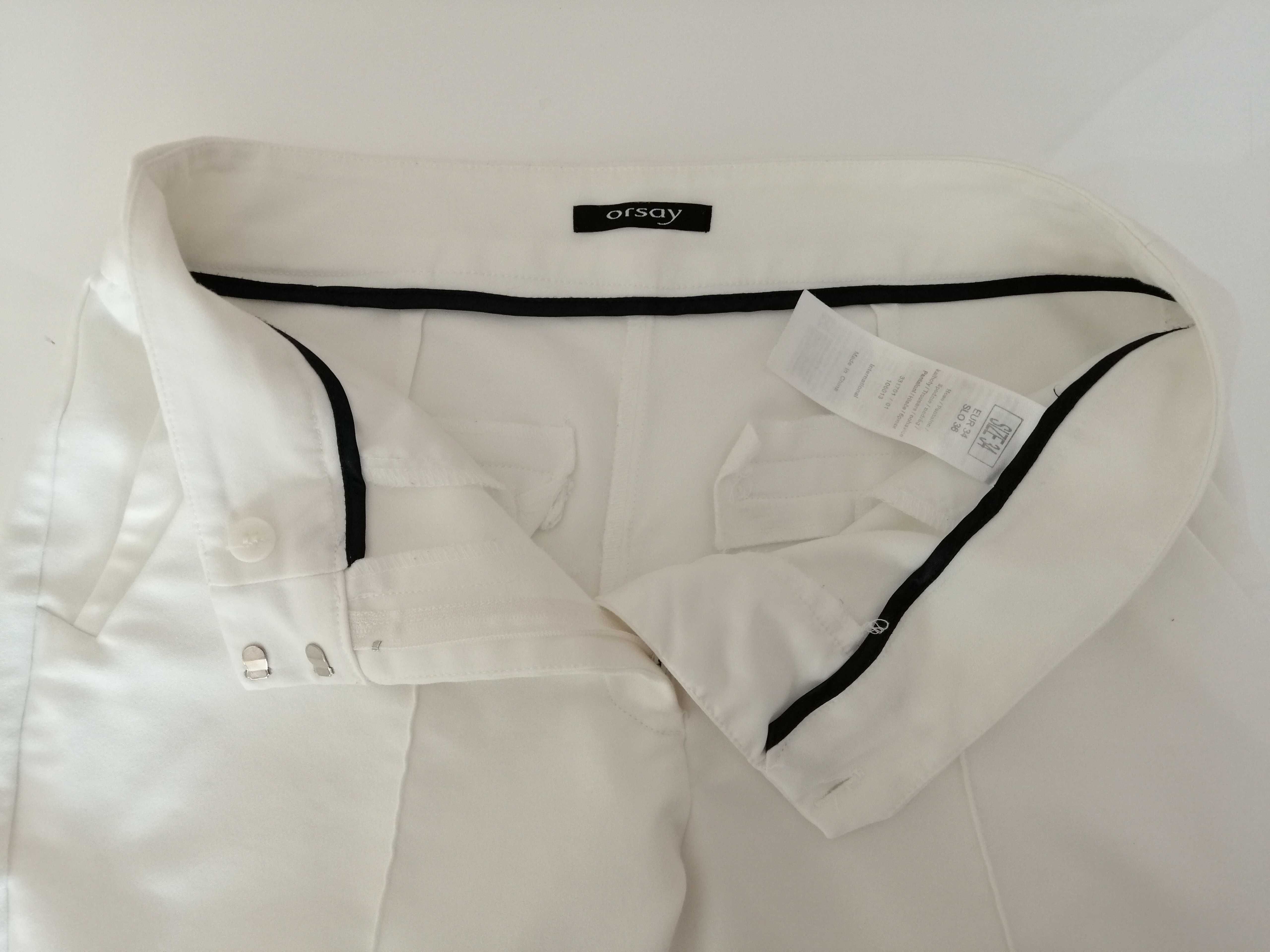 Białe eleganckie spodnie z oznaczonym kantem, Orsay