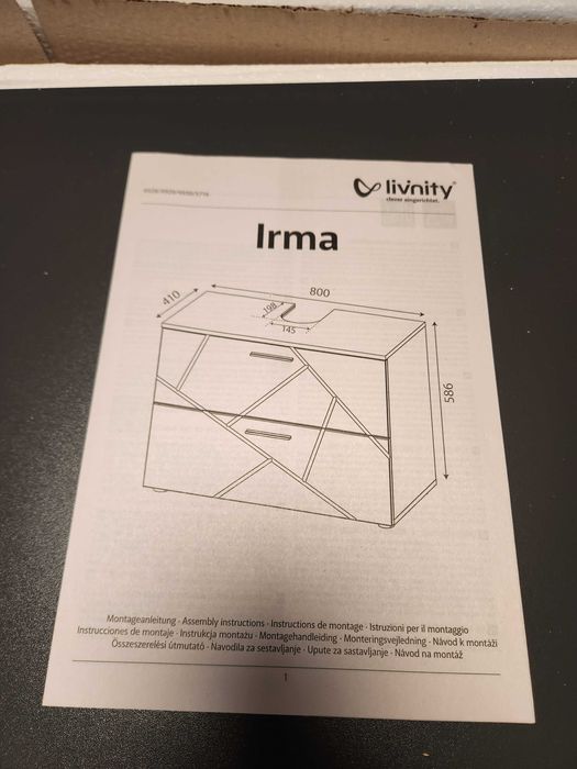 Szafka pod umywalkę z dwiema szufladami  Złoty dąb /antracyt 80  cm