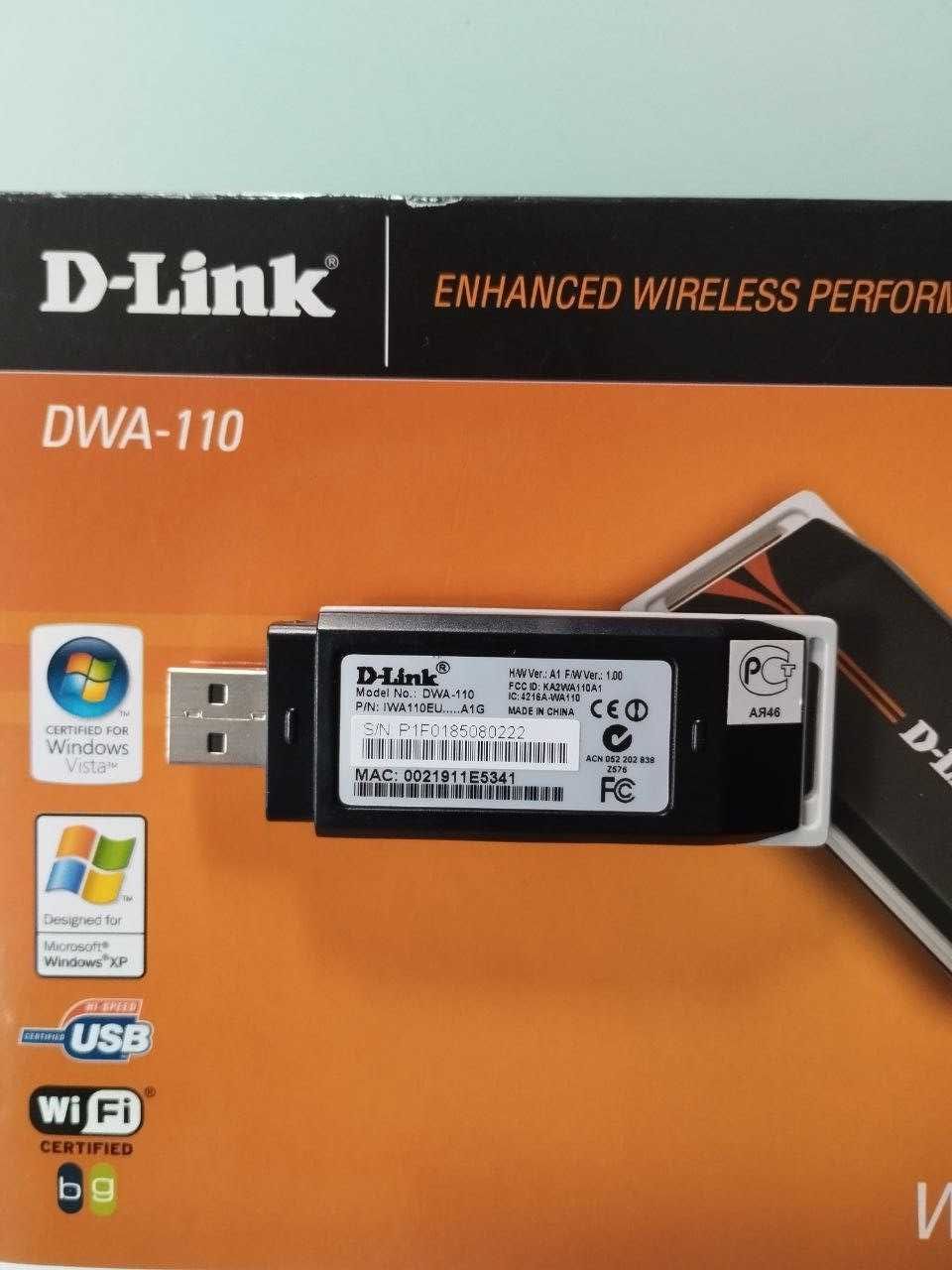 Бездротовий USB-адаптер D-Link DWA-110 / DWA-125 / DWA-140 802.11g,