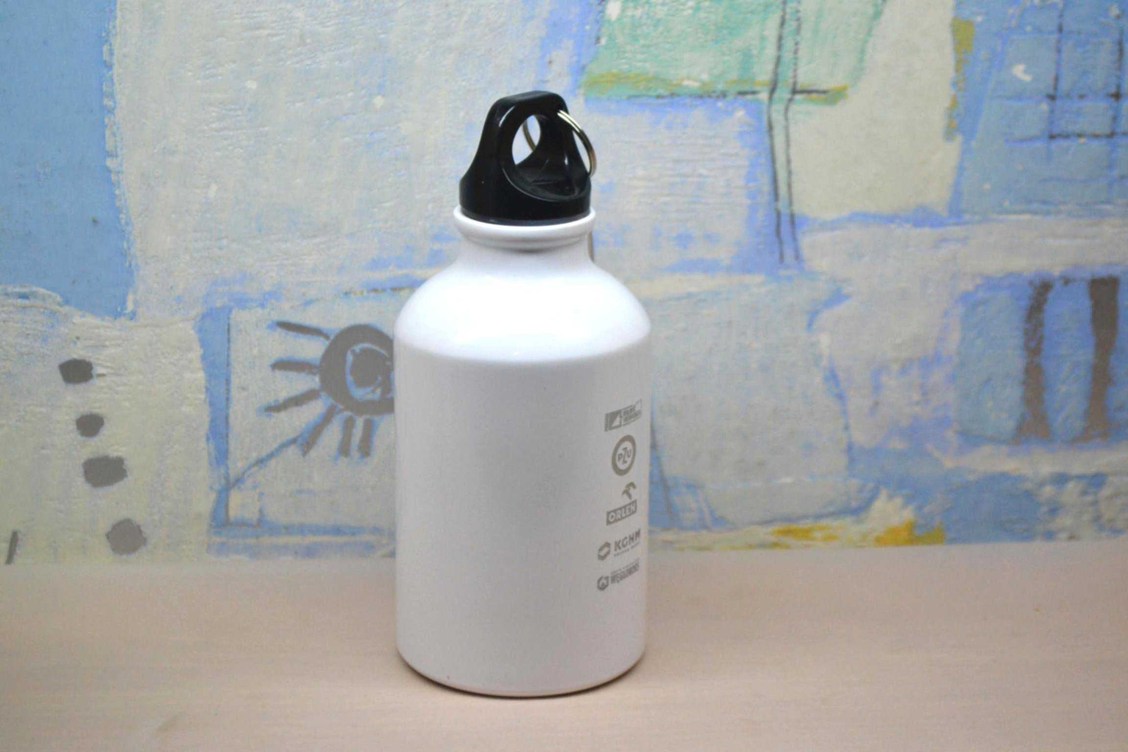 nowa butelka bidon 330ml aluminiowa ładna biała na prezent opakowanie