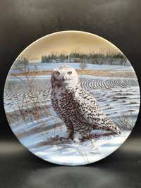 Talerz kolekcjonerski sowa śnieżna Knowles Jim Beaudion handmade