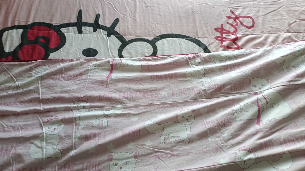 Edredão com almofadas de Criança Menina Dupla Face Cama Casal