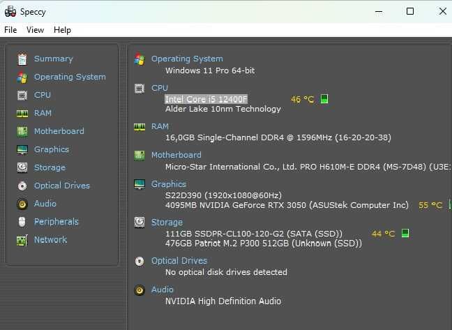 Komputer Gamingowy RTX3050, Intel Core i5 12400F, 16GB, SSD
