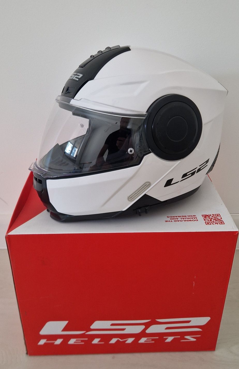 Kask motocyklowy szczenkowy LS2 SCOPE SOLID Bialy L J.Nowy Tanio Okaz