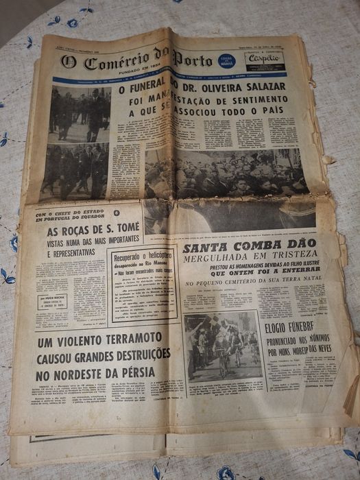Jornais morte professor Oliveira Salazar