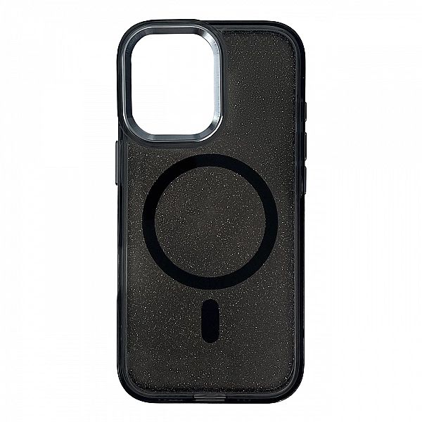 Etui Glitter Case MagSafe na iPhone 16 - czarne z brokatem