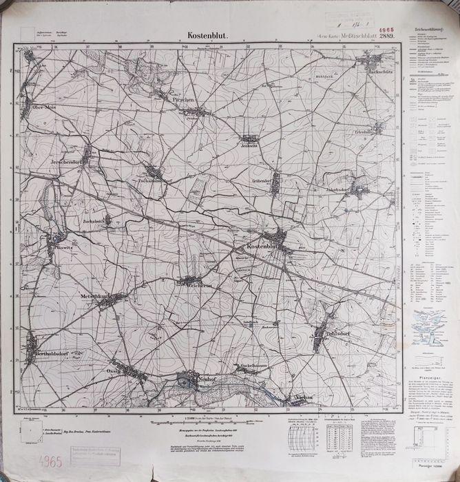 Oryg mapa Meßtischblatt 2889, 4965 Kostenblut Kostomłoty 1932r 1889r
