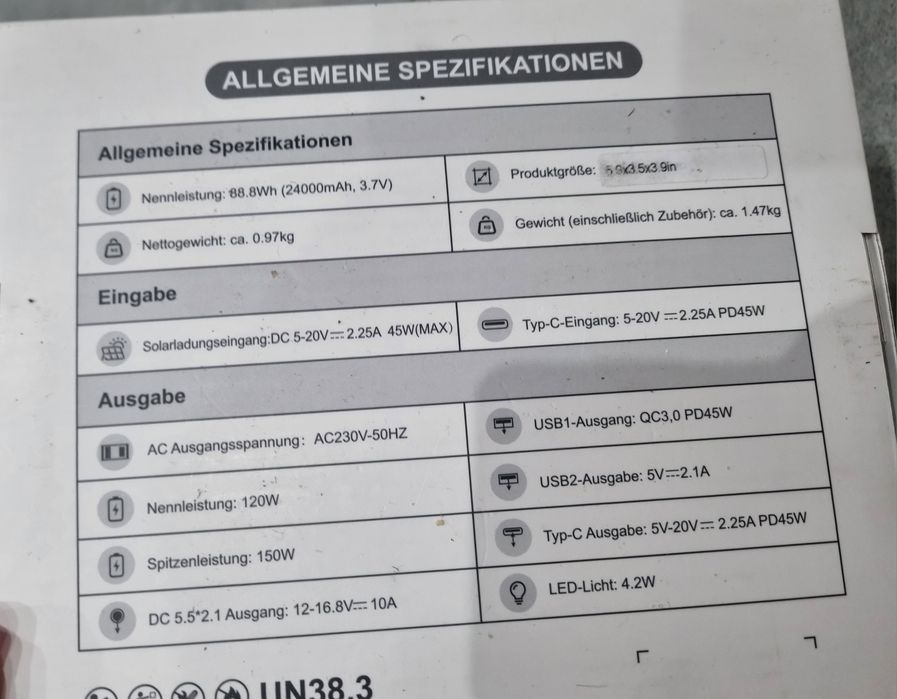 Przenośna stacja zasilając SBOAH P86 - 120W 88WH 24000
