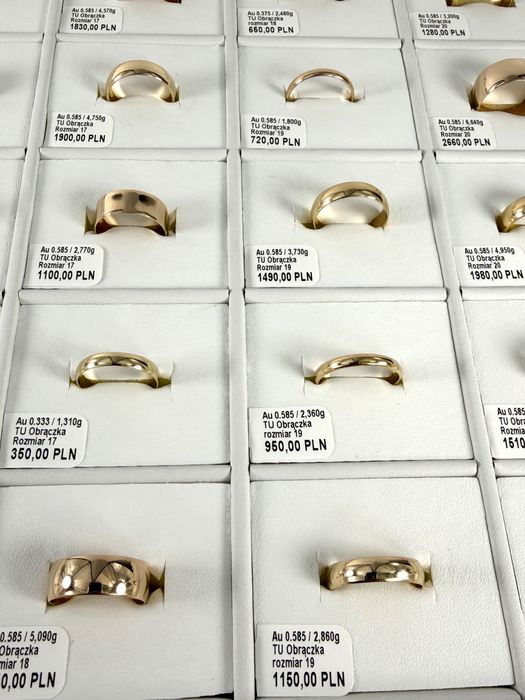 Złota obrączka rozmiar 26