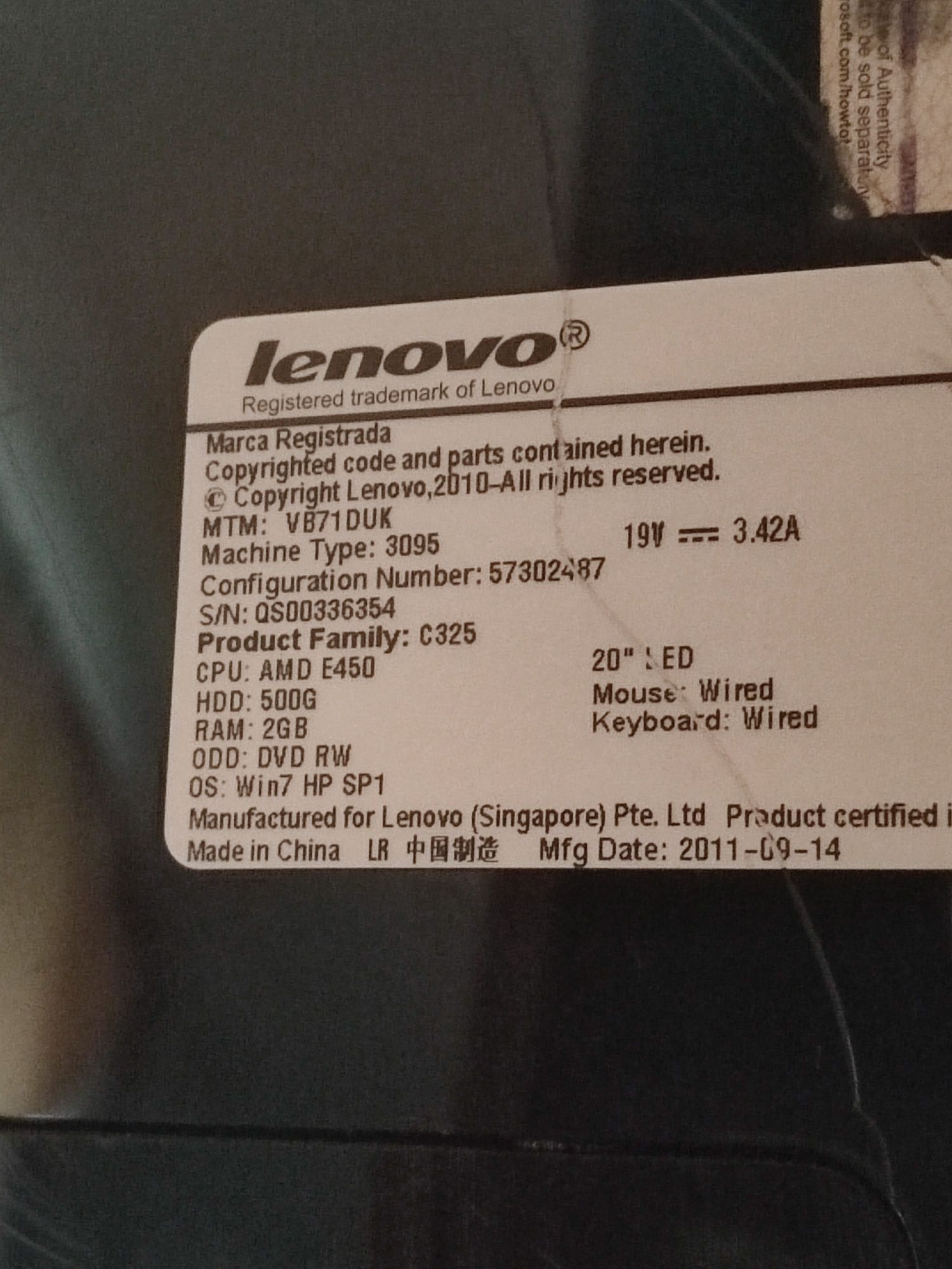Lenovo c325 AMD 450