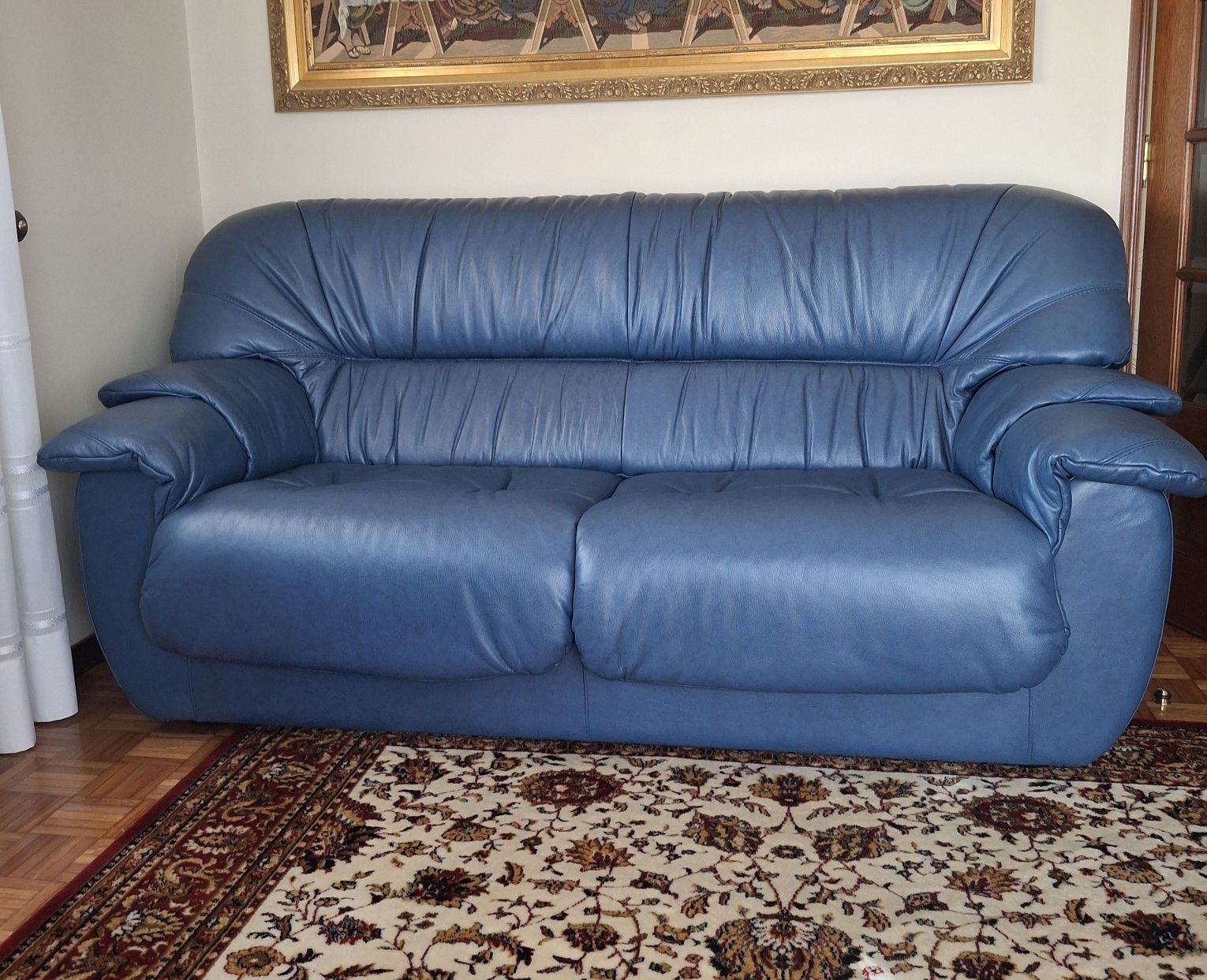 Sofás Pele Vintage Azul