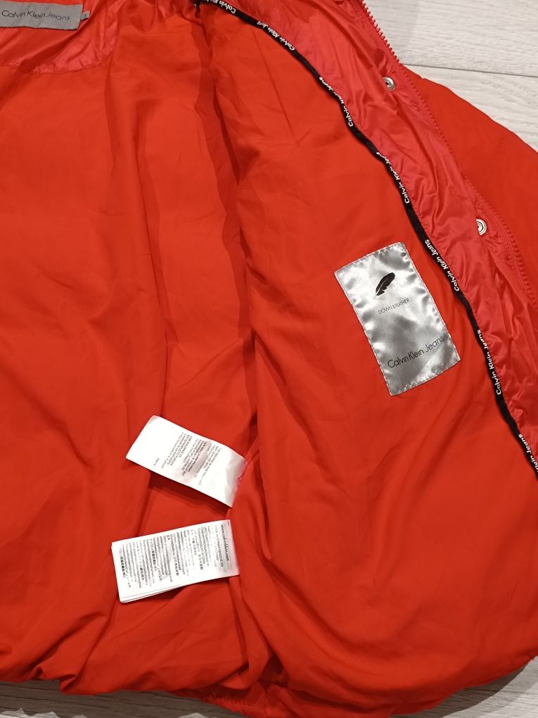 Kurtka Puchowa Puffer Z Kapturem Calvin Klain Jeans rozmiar S