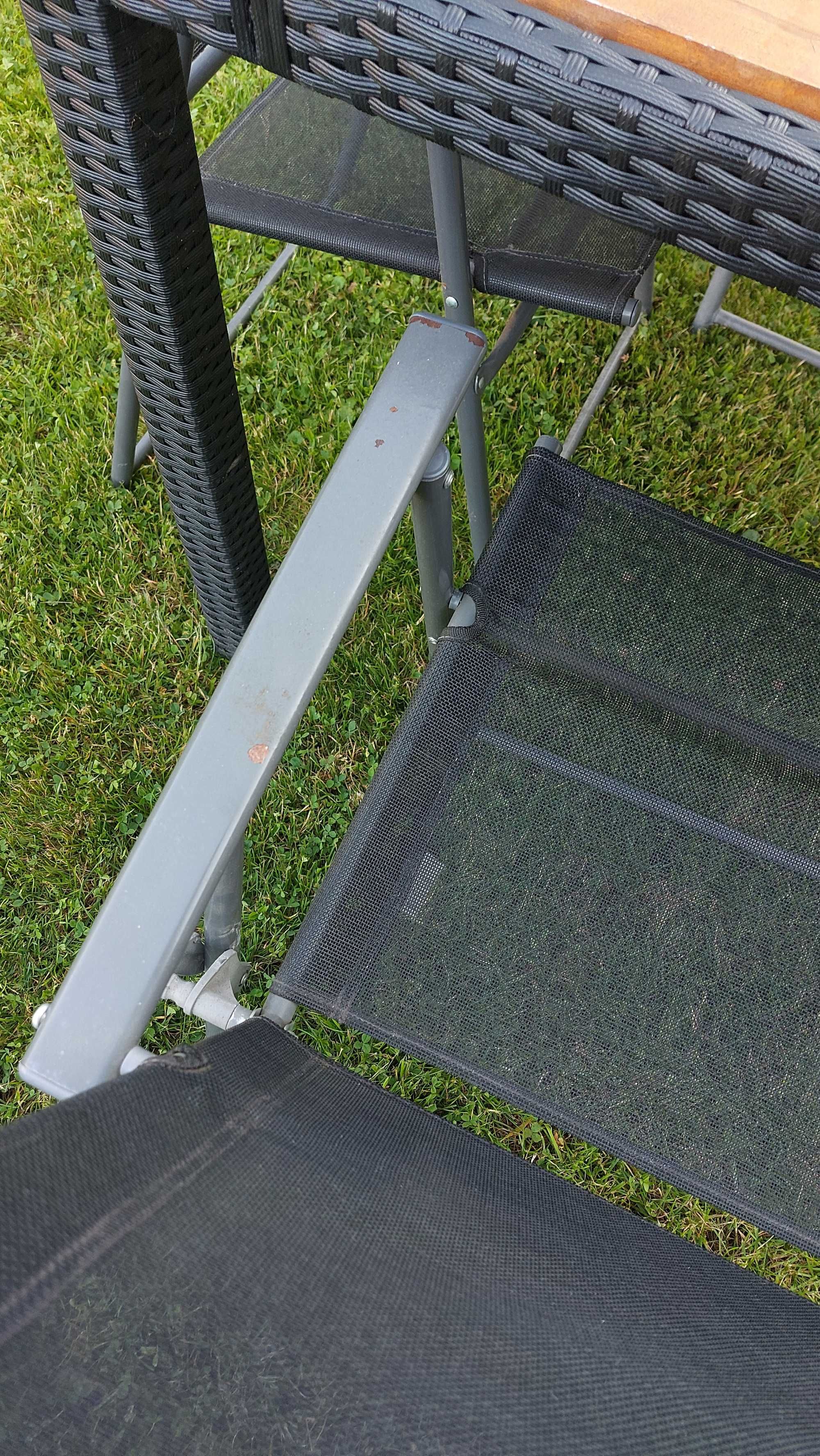 Stół rattan drewno  + 3 krzesła