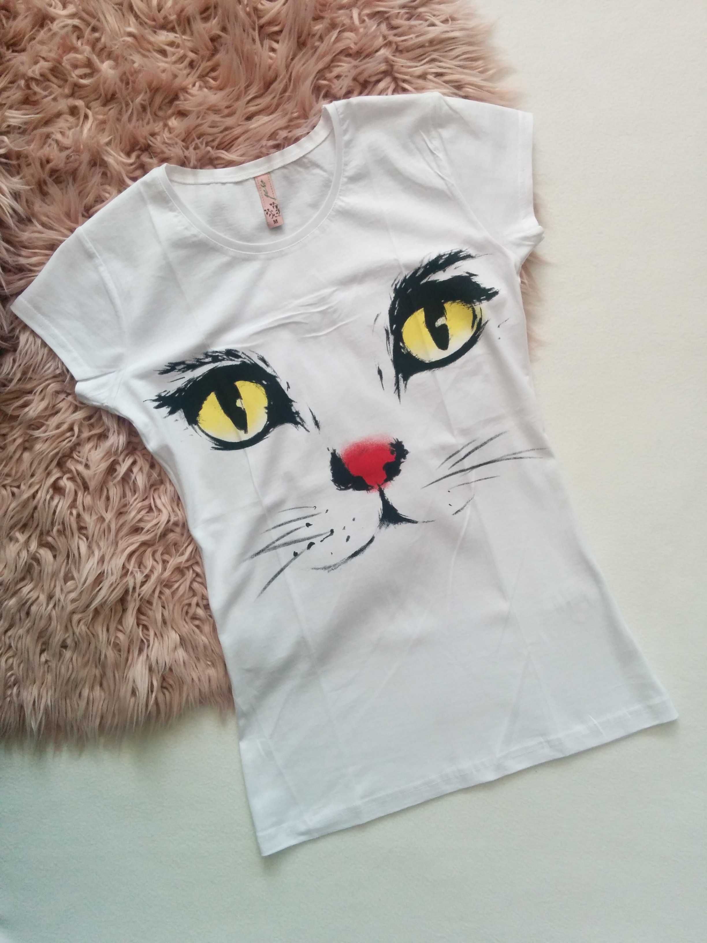 NOWA bluzka z kotem T-SHIRT koszulka z krótkim rękawem