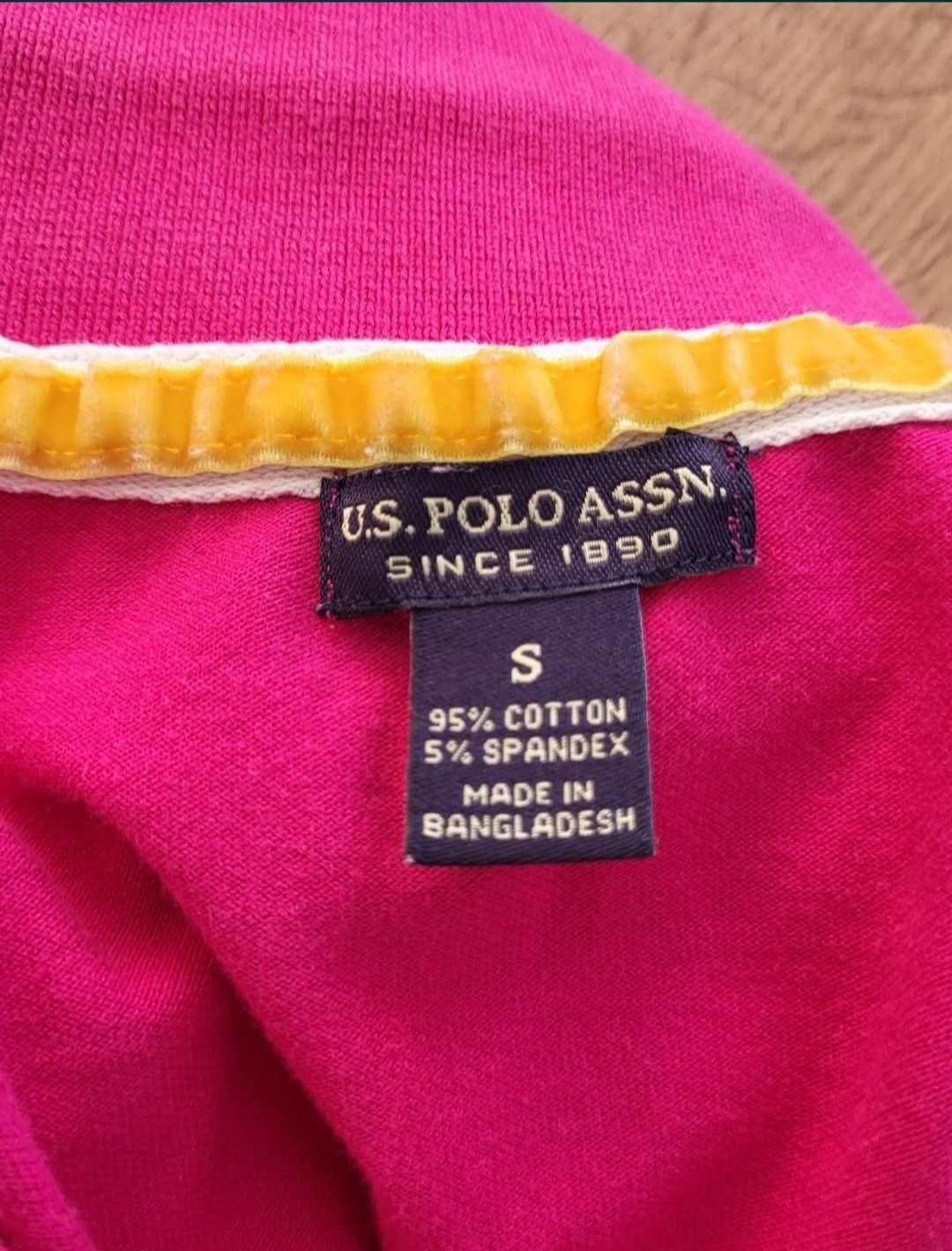 Koszulka T-shirt polo S 36 kołnierzyk róż U.S.Polo Assn. polówka