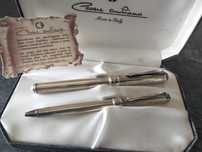 Conjunto de caneta e esferográfica, Cesare Emiliano, em prata
