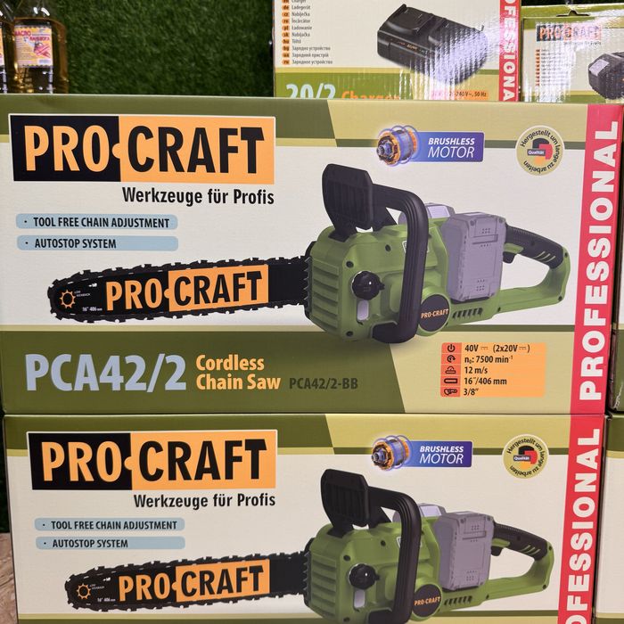 Акумуляторна ланцюгова пила PROCRAFT PCA42/2 на два акумулятори 40v