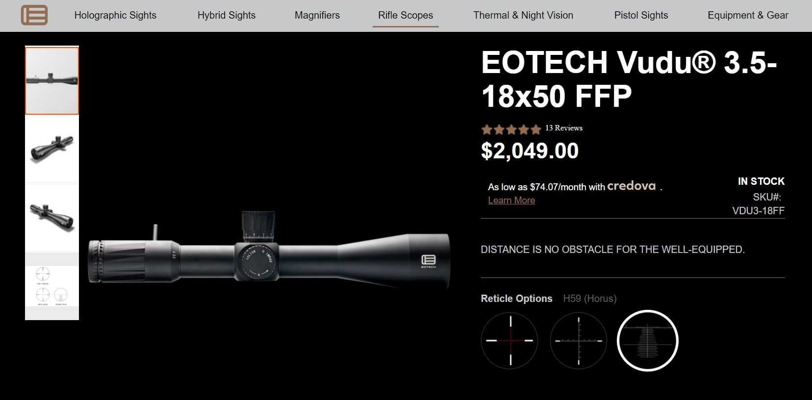 Приціл оптичний Eotech Vudu 3.5-18X50 FFP 34MM H59, mrad