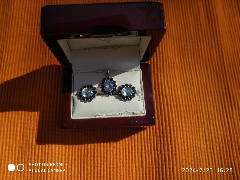 Серьги  с кулоном серебро 925