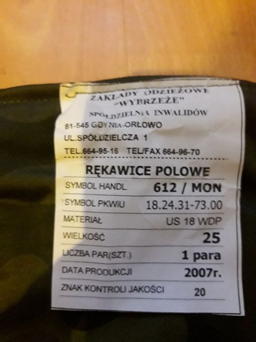 Rękawice Polowe wz 612?MON