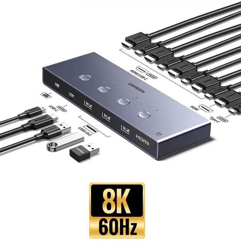Переключатель на 4 компьютера Switch HDMI 2.1 Ugreen 8k 60hz 4k 120hz