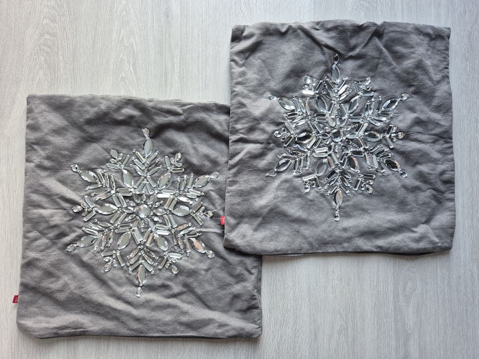 2x poduszka poszewka Home&you Stunning szara święta diamond śnieżynka