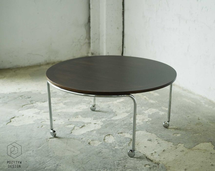 Stolik kawowy bauhaus vintage okrągły chromowany