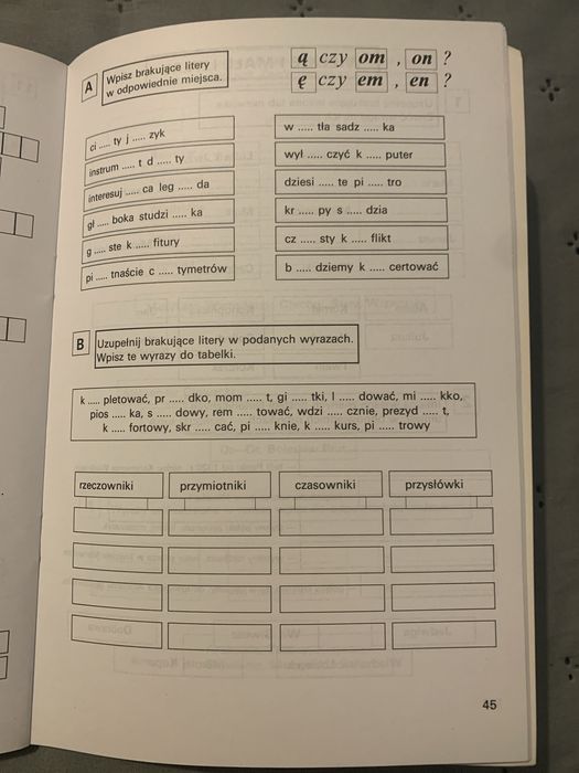 Ćwiczenia ortograficzne dla klas 4-5