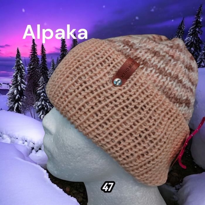 Czapka zimowa dwustronna dwuwarstwowa bezszwowa rękodzieło handmade