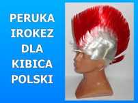IROKEZ Pióra Czapka Włosy Biało-Czerwona dla Kibica Kibic Polski - HIT