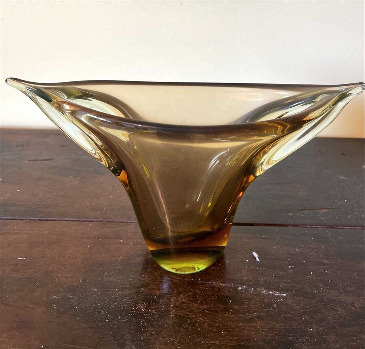 Centro de Mesa / Vaso em Vidro Artístico Âmbar – 26 cm