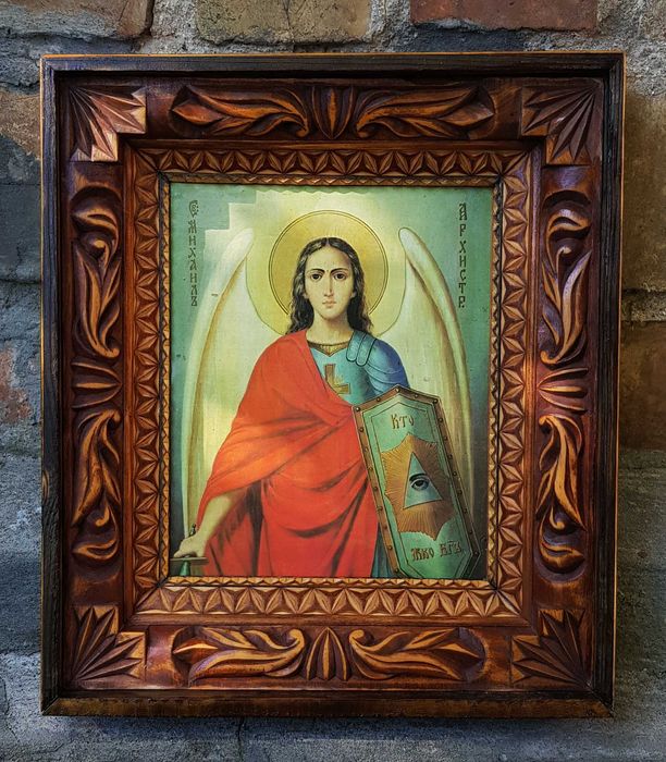 Архистратиг Михаїл Ікона Різьба Дерев'яна Рама ручна робота