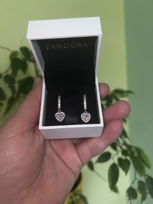 Сережки 925 пандора сяюче серце нові