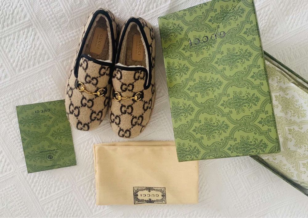 Welniane buty mokasyny Gucci 39